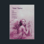 ANGEL PLAYING LYRA OVER THE CLOUDS, pearl paper Business Card<br><div class="desc">Elegant,  artistic and classic design  watercolor painting in pink purple fuchsia colors re-elaborated from 18 th Century Italian fine art .</div>