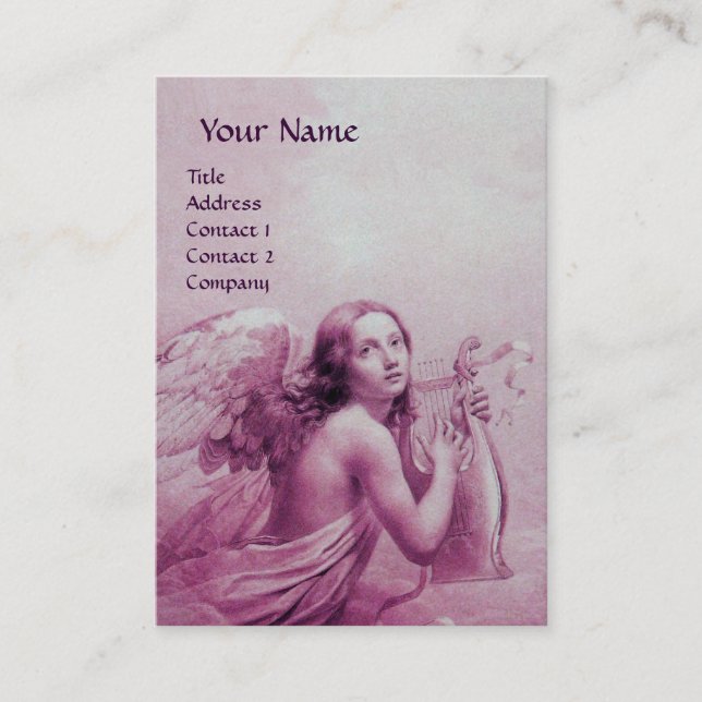 ANGEL PLAYING LYRA OVER THE CLOUDS, pearl paper Business Card (Front)