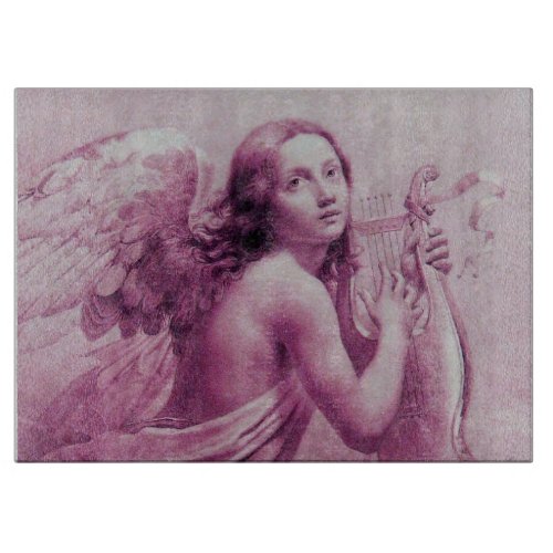 ANGEL PLAYING LYRA OVER THE CLOUDS Pink Fuchsia Cutting Board