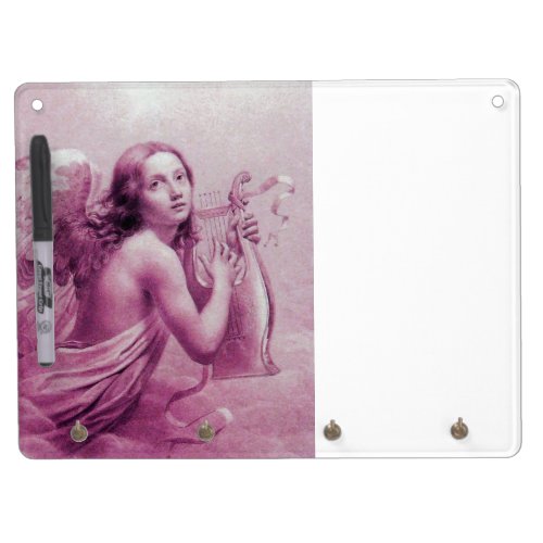 ANGEL PLAYING LYRA OVER THE CLOUDS pink fuchsia Dry Erase Board With Keychain Holder