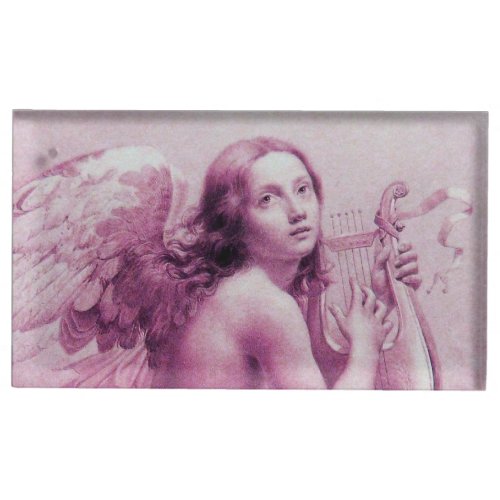 ANGEL PLAYING LYRA OVER THE CLOUDS Pink Fuchsia Table Number Holder