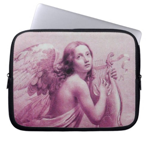 ANGEL PLAYING LYRA OVER THE CLOUDS pink Laptop Sleeve