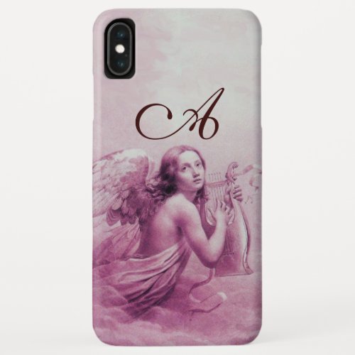 ANGEL PLAYING LYRA OVER THE CLOUDS pink monogram iPhone XS Max Case