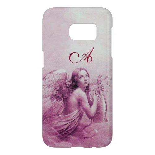 ANGEL PLAYING LYRA OVER THE CLOUDS Pink Monogram Samsung Galaxy S7 Case