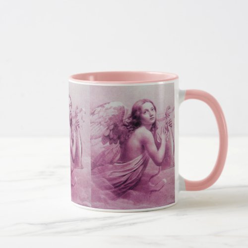 ANGEL PLAYING LYRA OVER THE CLOUDS pink Mug
