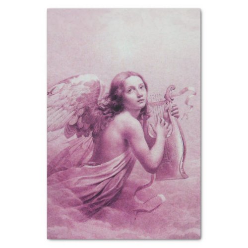 ANGEL PLAYING LYRA OVER THE CLOUDS Pink Purple Tissue Paper