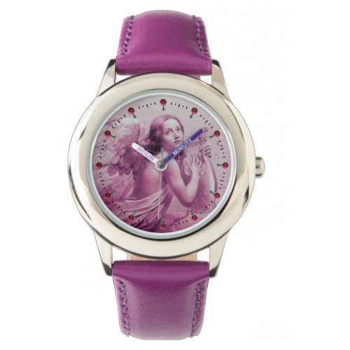 ANGEL PLAYING LYRA OVER THE CLOUDS Pink Purple Watch