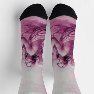 ANGEL PLAYING LYRA OVER THE CLOUDS Pink Socks