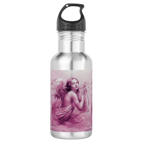 ANGEL PLAYING LYRA OVER THE CLOUDS pink Stainless Steel Water Bottle