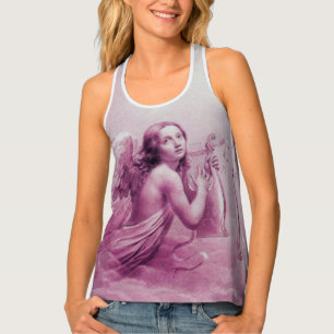 ANGEL PLAYING LYRA OVER THE CLOUDS Pink Tank Top