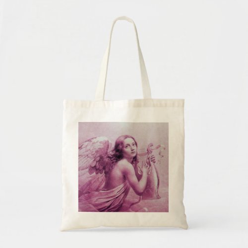 ANGEL PLAYING LYRA OVER THE CLOUDS pink Tote Bag