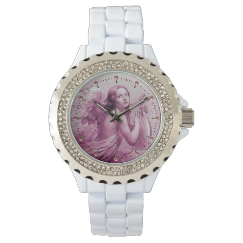 ANGEL PLAYING LYRA OVER THE CLOUDS Pink Watch