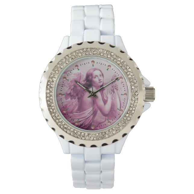 ANGEL PLAYING LYRA OVER THE CLOUDS Pink Watch (Front)