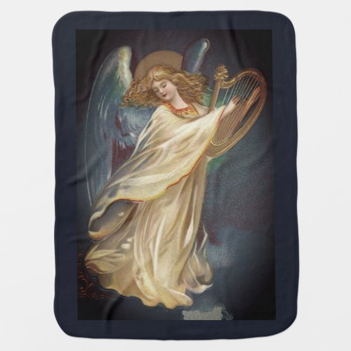 Angel Playing Music On A Harp Baby Blanket