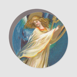 Angel Playing Music On A Harp Car Magnet