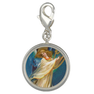 Angel Playing Music On A Harp Charm