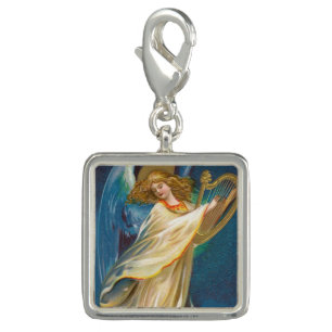 Angel Playing Music On A Harp Charm