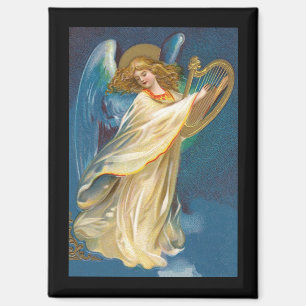 Angel Playing Music On A Harp Magnet