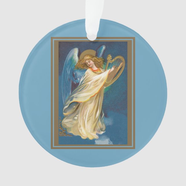 Angel Playing Music On A Harp Ornament (Front)