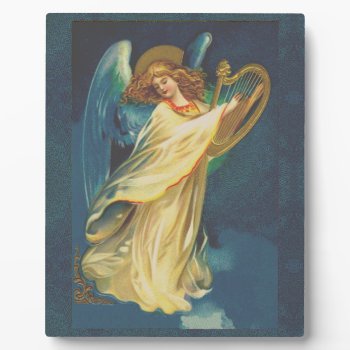 Angel Playing Music On A Harp Plaque by justcrosses at Zazzle