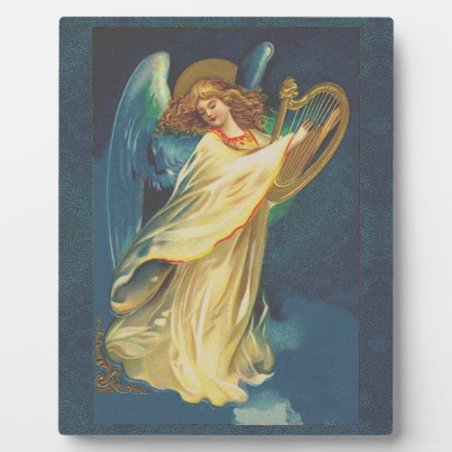 Angel Playing Music On A Harp Plaque
