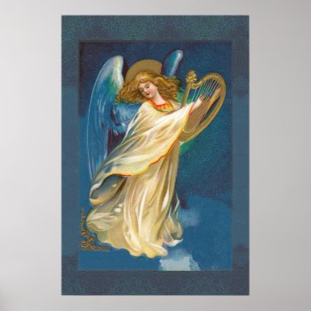 Angel Playing Music On A Harp Poster by justcrosses at Zazzle