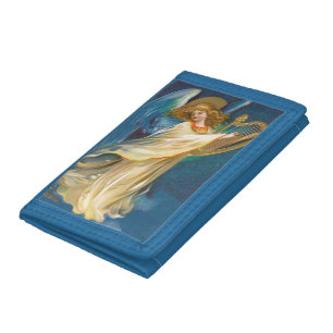 Angel Playing Music On A Harp Trifold Wallet