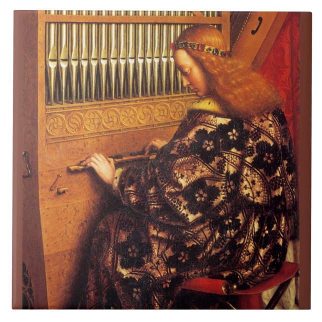 ANGEL PLAYING ORGAN ,Christmas Music Ceramic Tile (Front)