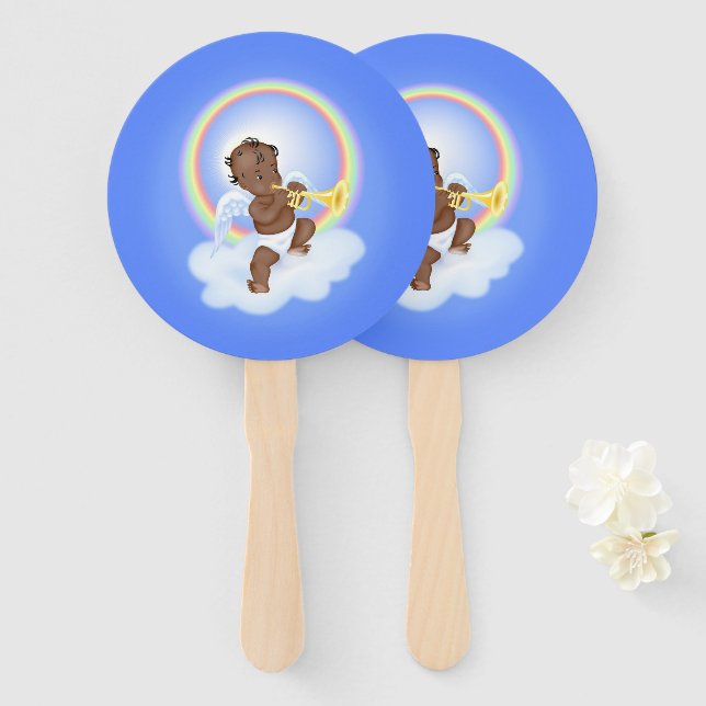 Angel Playing Trumpet Hand Fan (Front and Back)
