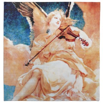 Angel Playing Violin Painting Cloth Napkin by EDDESIGNS at Zazzle