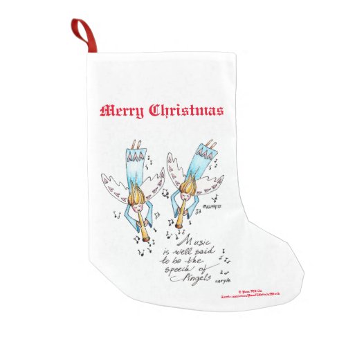 Angel Plays Soul Music for Christmas Drawing   Small Christmas Stocking