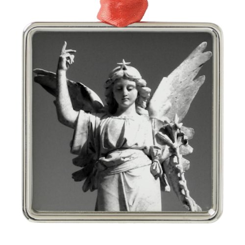 Angel Pointing Towards Heaven Metal Ornament