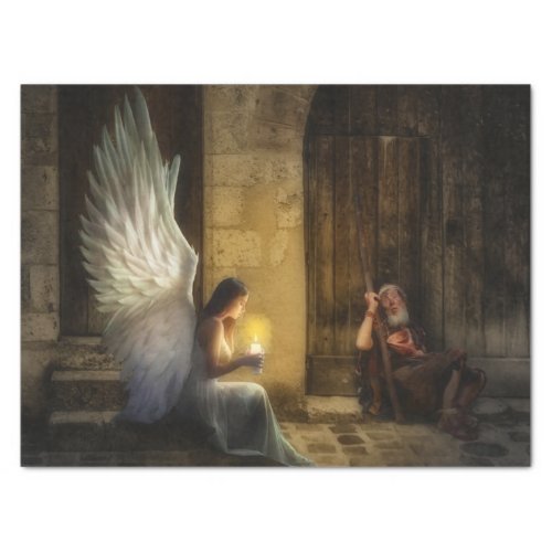 Angel Poor Man 15x20 Decoupage  Tissue Paper