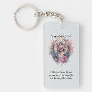 Angel Prayer For Gratitude Prayer Card Keychain