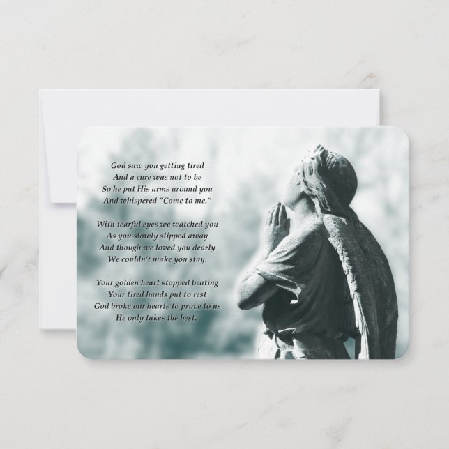 angel prayer memorial services invitation (Front)