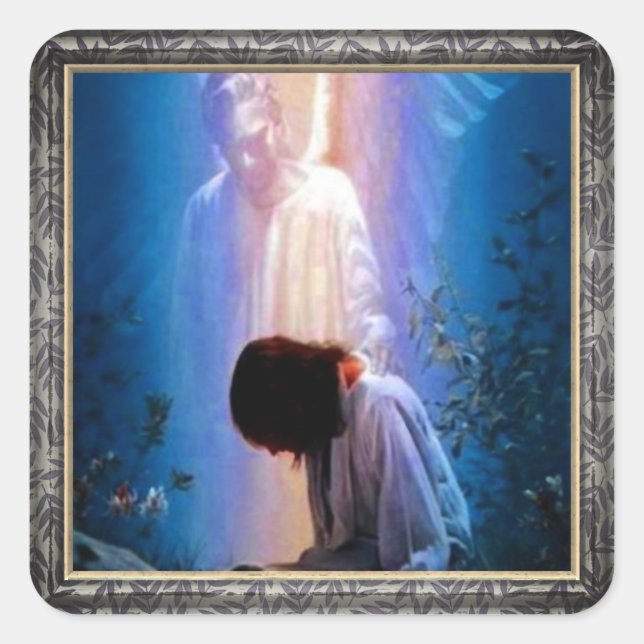Angel Prayer  Square Sticker (Front)