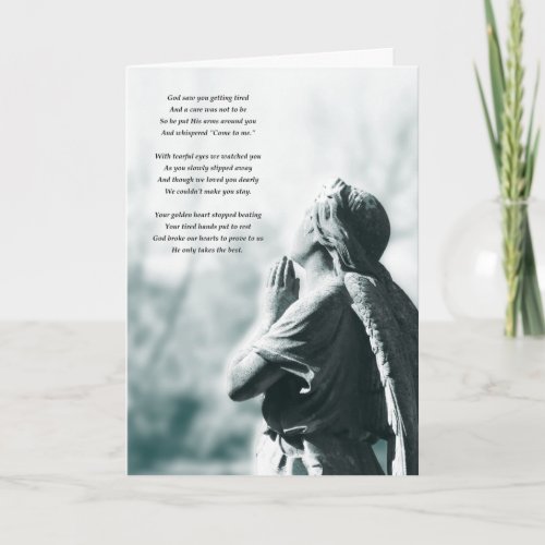 angel prayer sympathy card