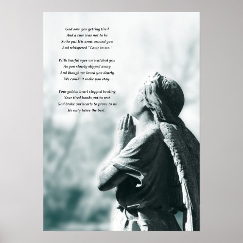 angel prayer sympathy card poster