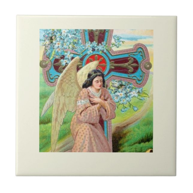 Angel Praying Ceramic Tile (Front)