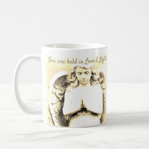 Angel Praying Golden Light Love Quote Gift Coffee Mug