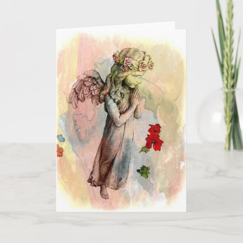 Angel Praying Greeting Card Watercolor