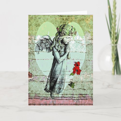 Angel Praying Greeting Card with Heart