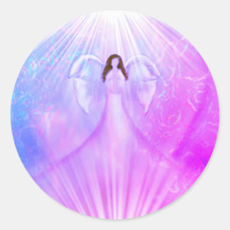 Angel Praying Heart Pink Purple Stickers