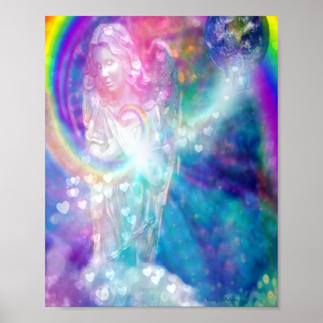 Angel Praying World Peace Beautiful Colorful Art Poster (Front)