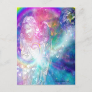 Angel Praying World Peace Beautiful Watercolor Postcard