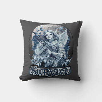 Angel Print – Cyberpunk Guardian Angel - Throw  Pillow