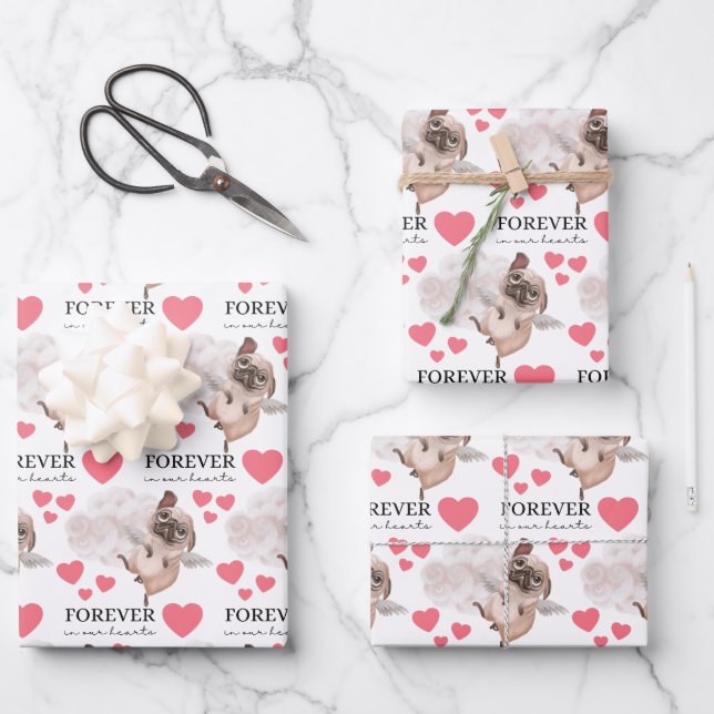 Angel Pug Wrapping Paper Sheets  (Front)