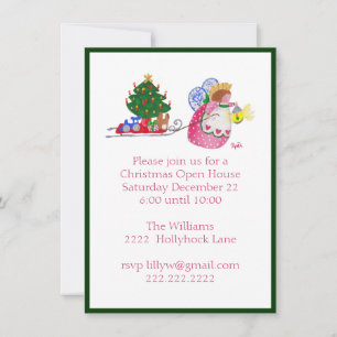 Angel pulling sled invitation