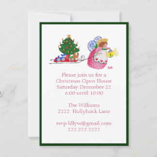 Angel pulling sled invitation