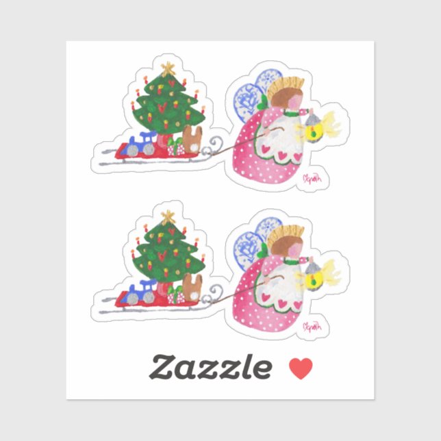 Angel Pulling Sled Sticker (Sheet)